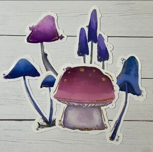 MUSHROOM STICKER PACK lot of 6 pastel, water resistant shrooms!